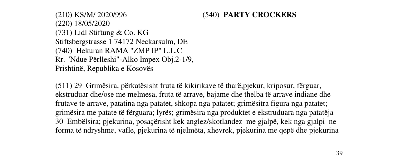 Zëri i markës PARTY CROCKERS në buletin