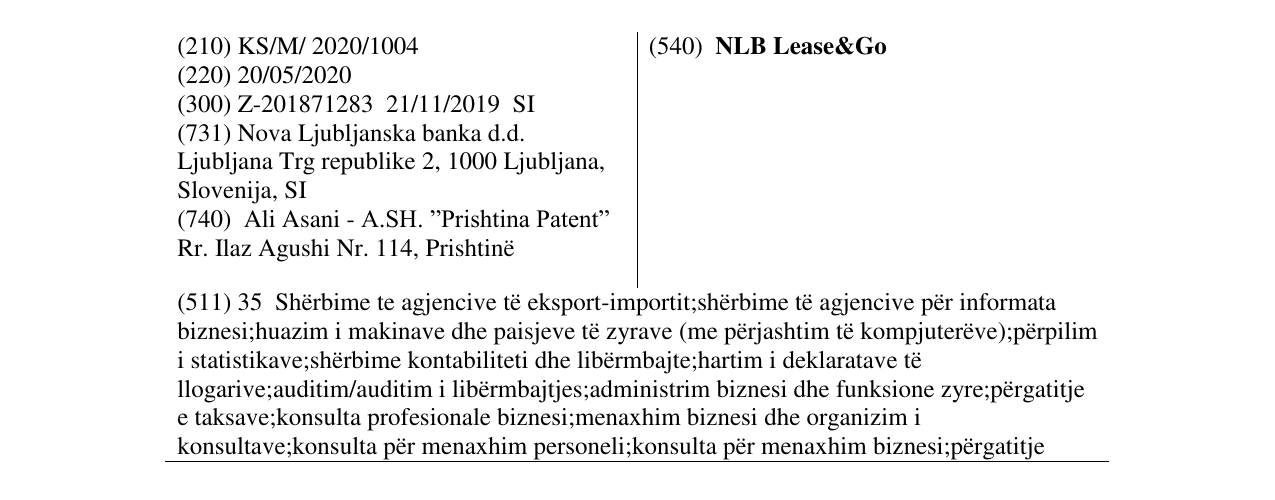 Zëri i markës NLB Lease&Go në buletin