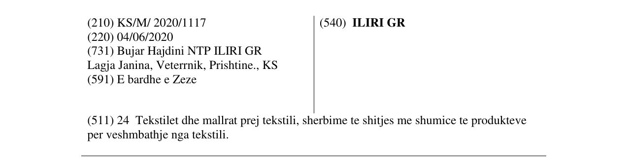 Zëri i markës ILIRI GR në buletin