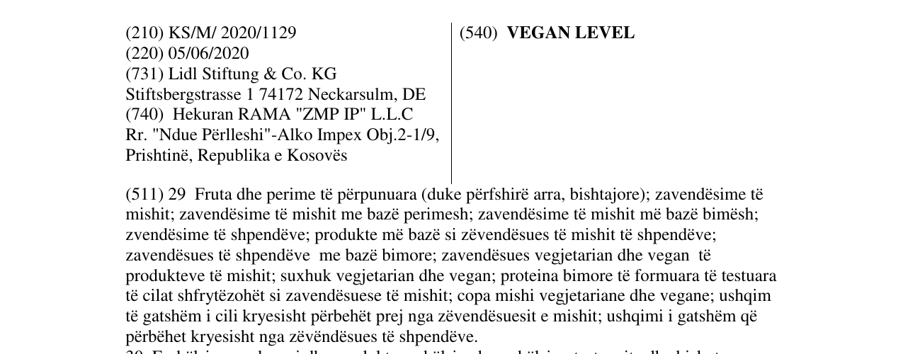 Zëri i markës VEGAN LEVEL në buletin