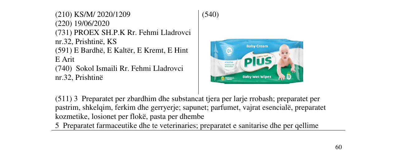 Zëri i markës baby cream plus në buletin