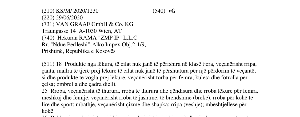 Zëri i markës vG në buletin