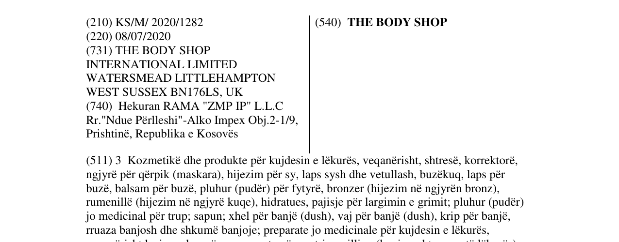 Zëri i markës THE BODY SHOP në buletin