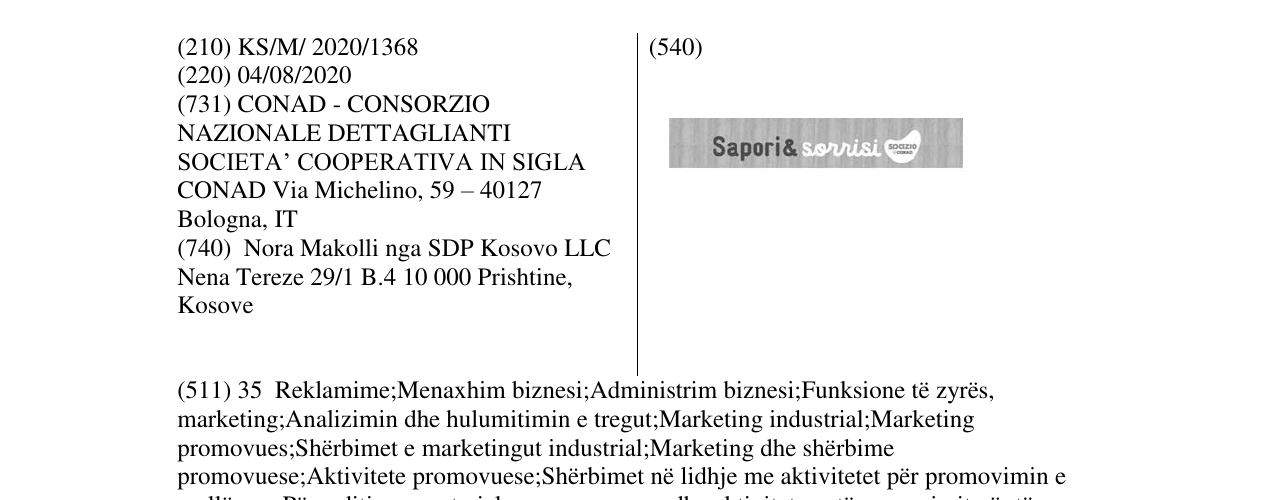 Zëri i markës Sapori & sorrisi në buletin