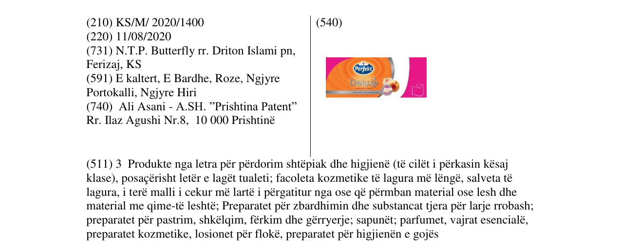 Zëri i markës Perfekt Deluxe në buletin