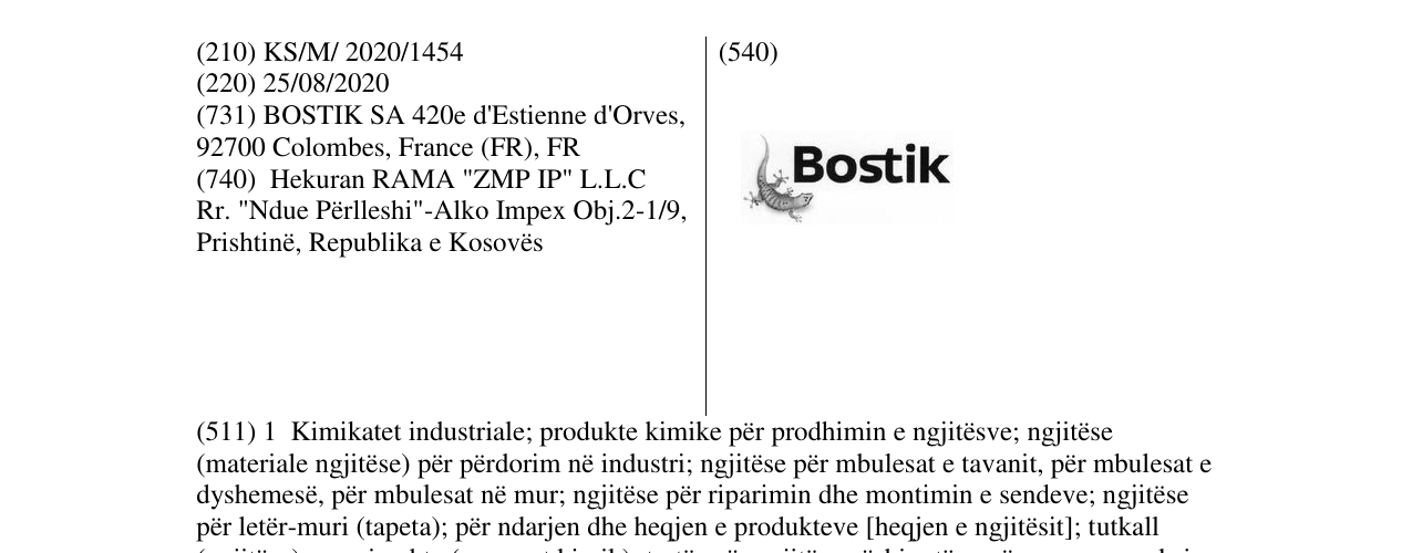 Zëri i markës BOSTIK në buletin