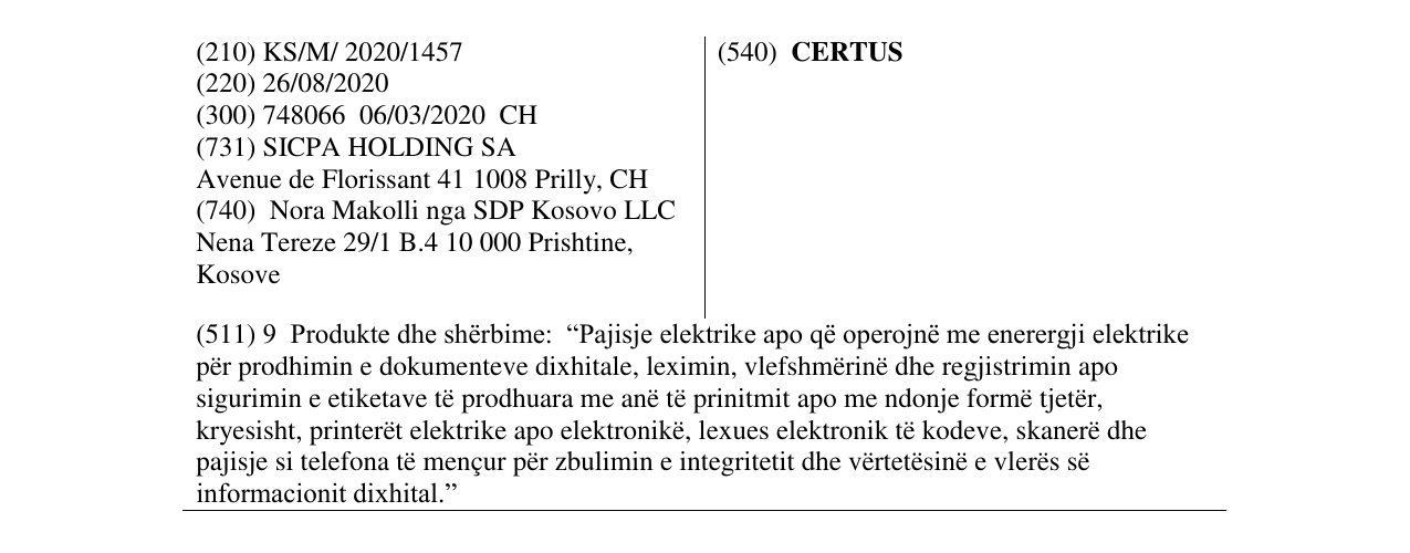 Zëri i markës CERTUS në buletin
