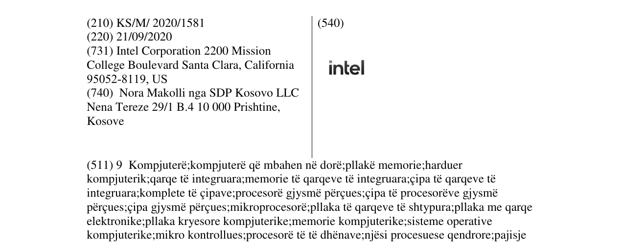 Zëri i markës intel në buletin