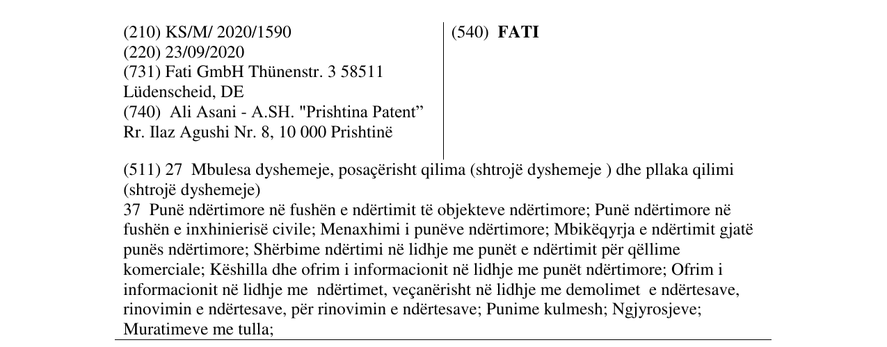 Zëri i markës FATI në buletin