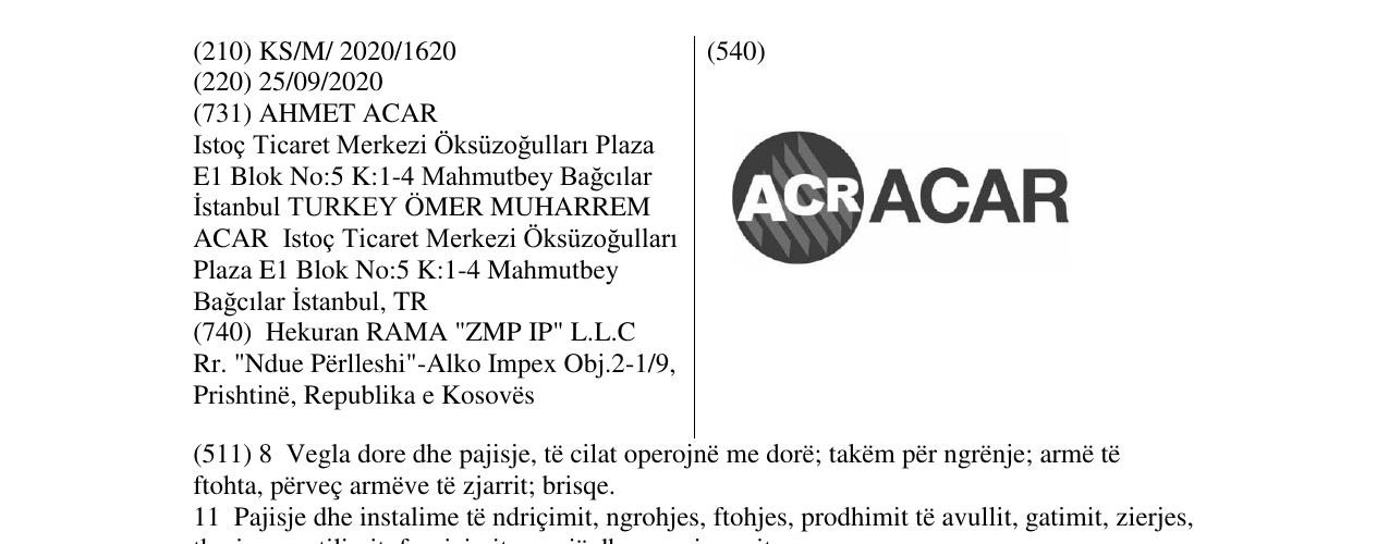 Zëri i markës ACR ACAR në buletin