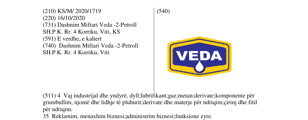 Zëri i markës VEDA në buletin