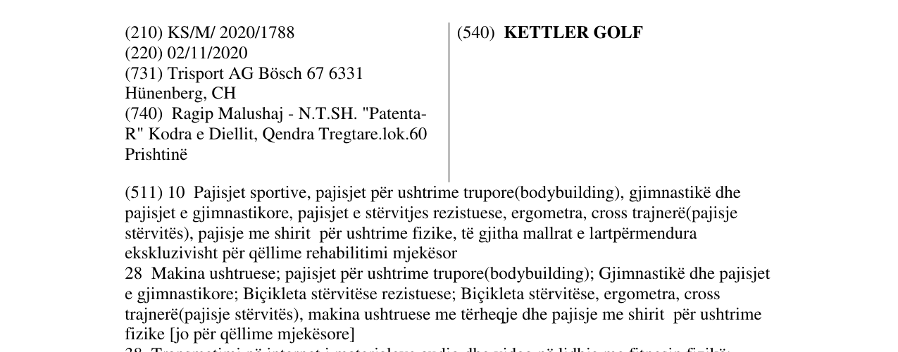 Zëri i markës KETTLER GOLF në buletin