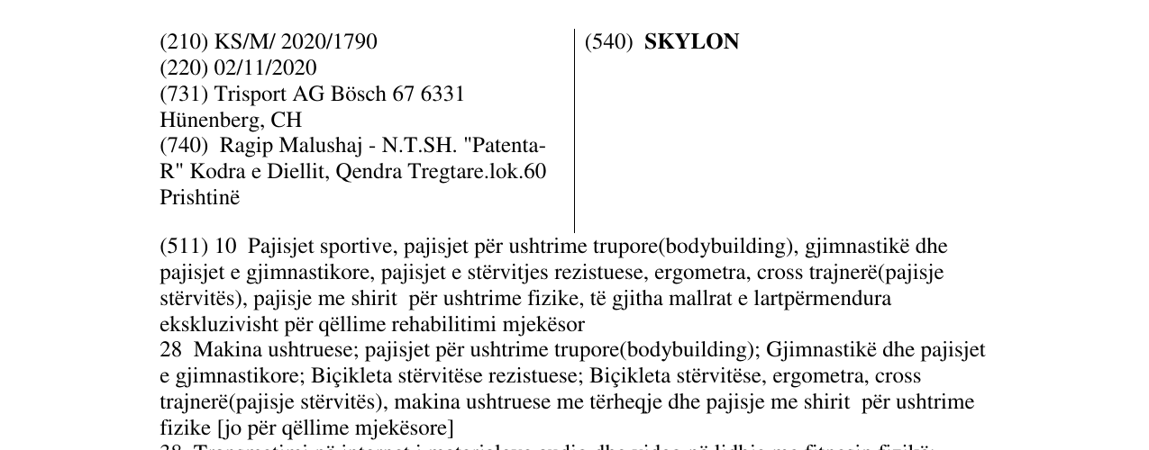 Zëri i markës SKYLON në buletin