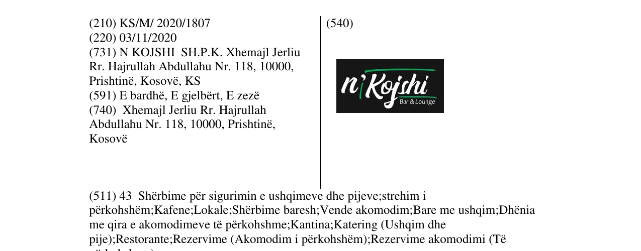 Zëri i markës NI KOJSHI në buletin