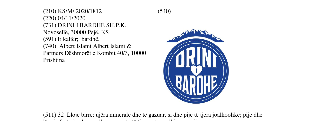 Zëri i markës DRINI BARDHE në buletin