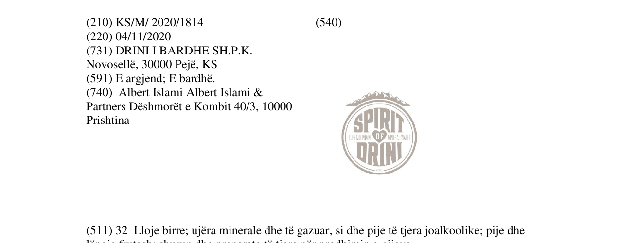 Zëri i markës SPIRIT OF DRINI në buletin