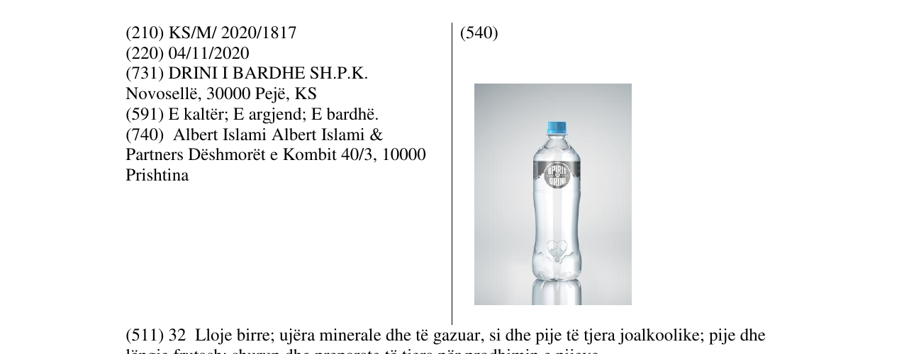 Zëri i markës SPIRIT OF DRINI në buletin