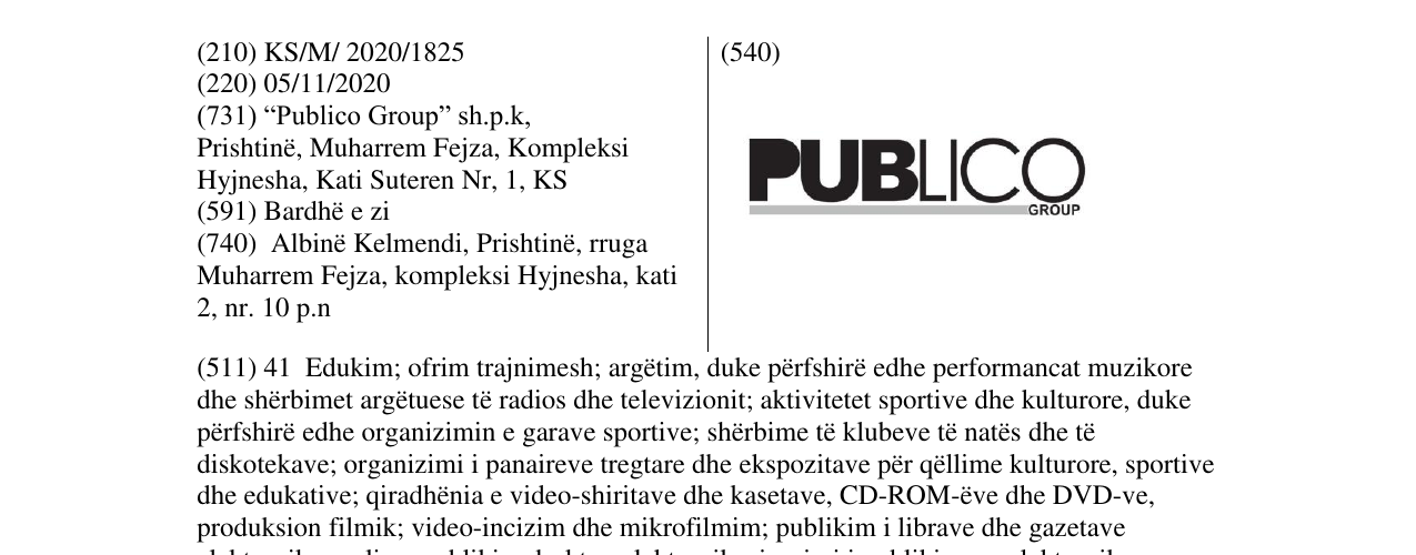 Zëri i markës PUBLICO në buletin