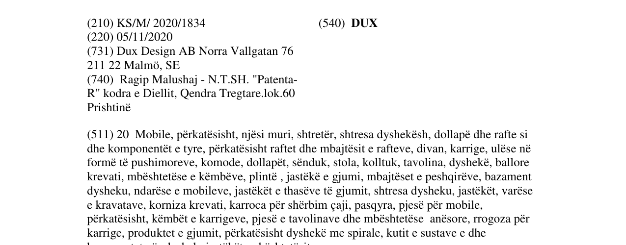 Zëri i markës DUX në buletin
