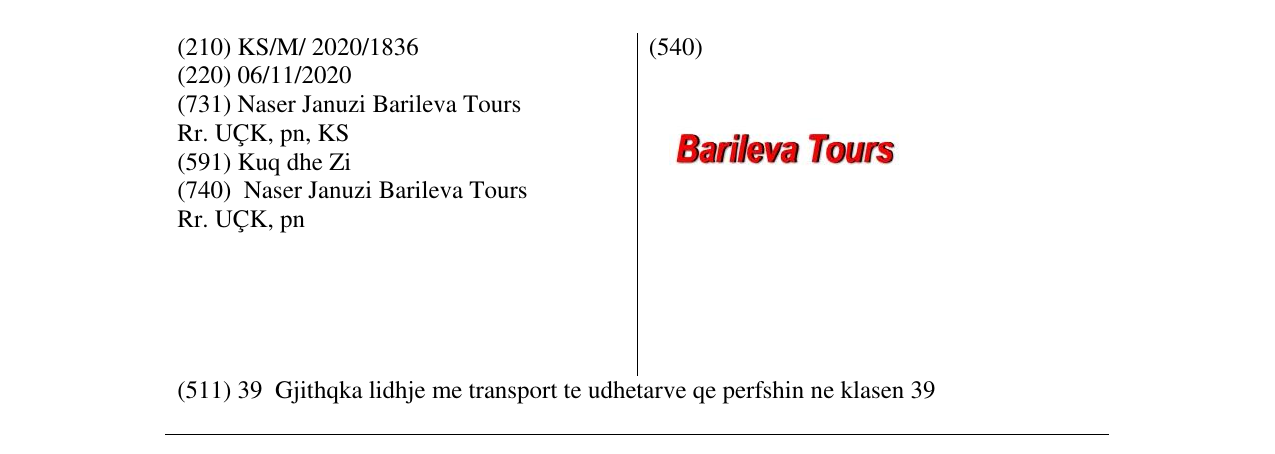 Zëri i markës Barileva Tours në buletin
