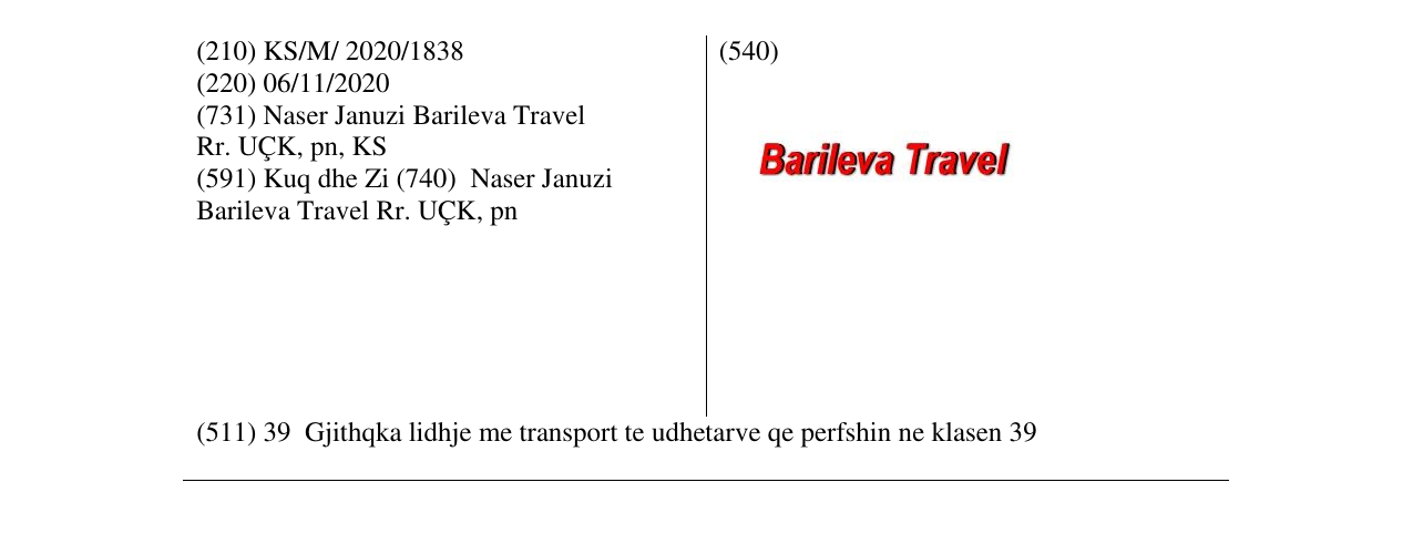 Zëri i markës Barileva Travel në buletin