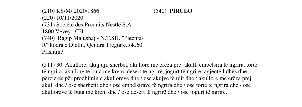 Zëri i markës PIRULO në buletin