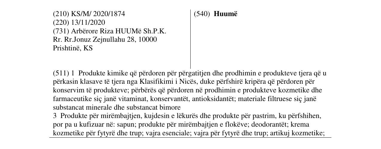 Zëri i markës Huumë në buletin