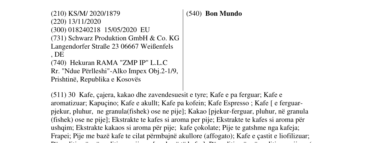 Zëri i markës Bon Mundo në buletin