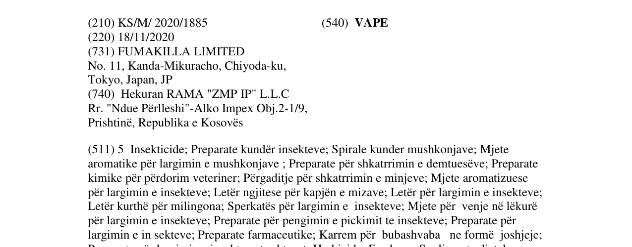 Zëri i markës VAPE në buletin