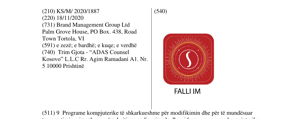 Zëri i markës FALLI IM në buletin