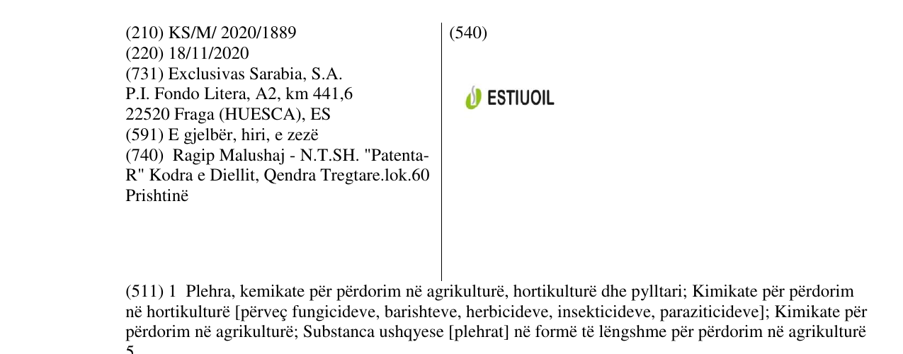Zëri i markës ESTIUOIL në buletin