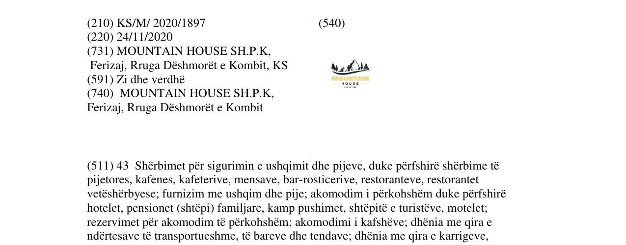 Zëri i markës MOUNTAIN HOUSE në buletin