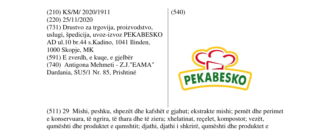 Zëri i markës pekabesko në buletin