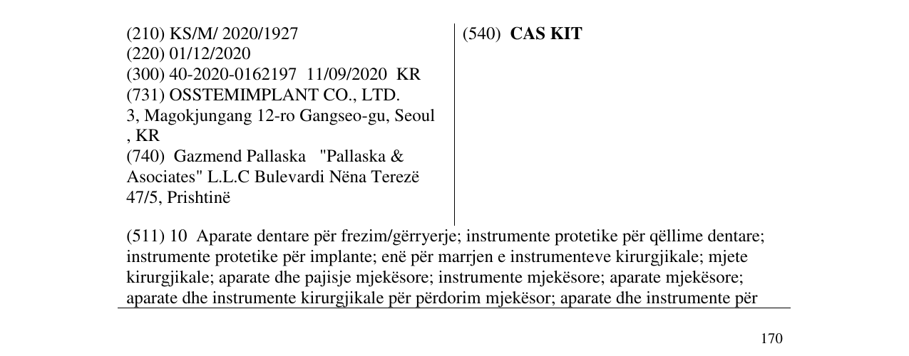 Zëri i markës CAS KIT në buletin
