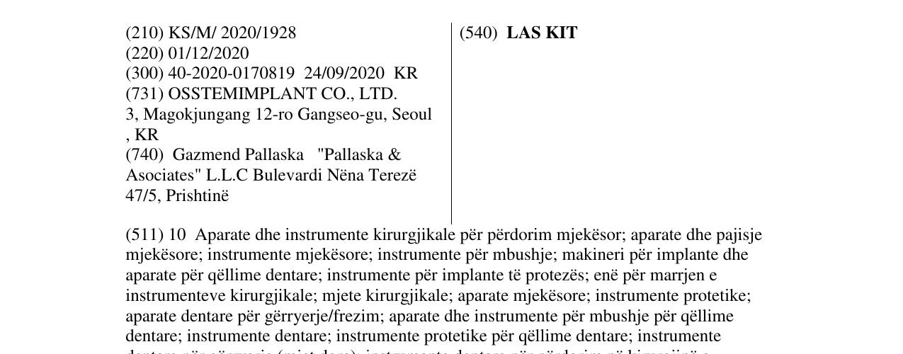 Zëri i markës LAS KIT në buletin