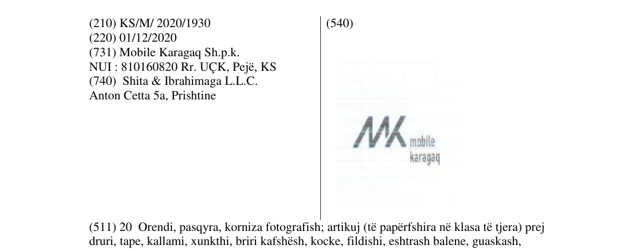 Zëri i markës MOBILE KARAGAQ- FIGURATIVE në buletin