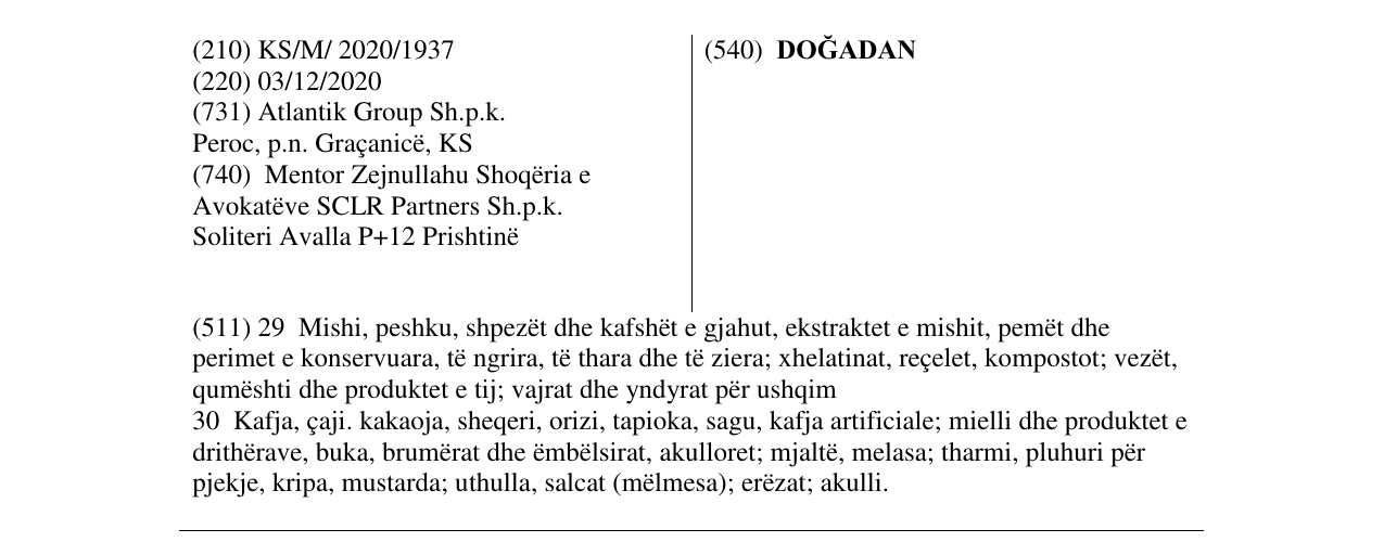 Zëri i markës DOĞADAN në buletin