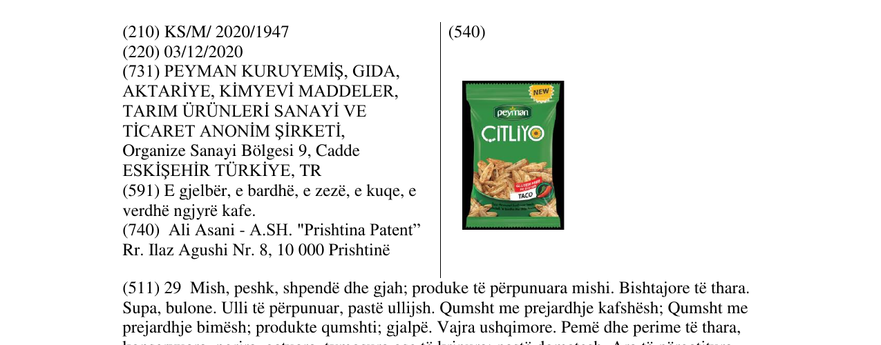 Zëri i markës CITLIYO- TACO në buletin