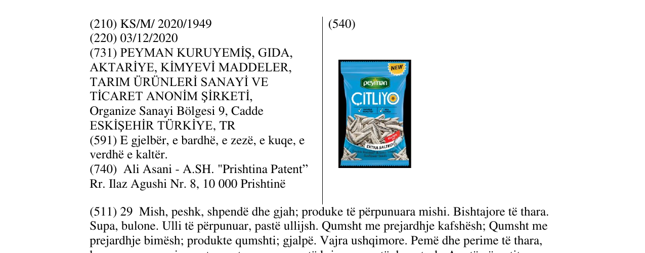 Zëri i markës CITLIYO- EXTRA SALTED në buletin
