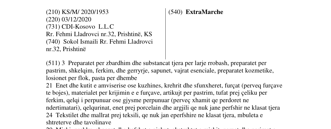 Zëri i markës ExtraMarche në buletin