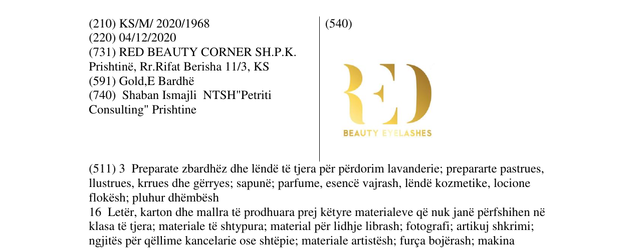 Zëri i markës RED BEAUTY LASHES në buletin