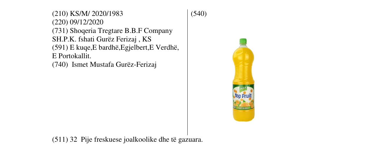 Zëri i markës top fruit në buletin