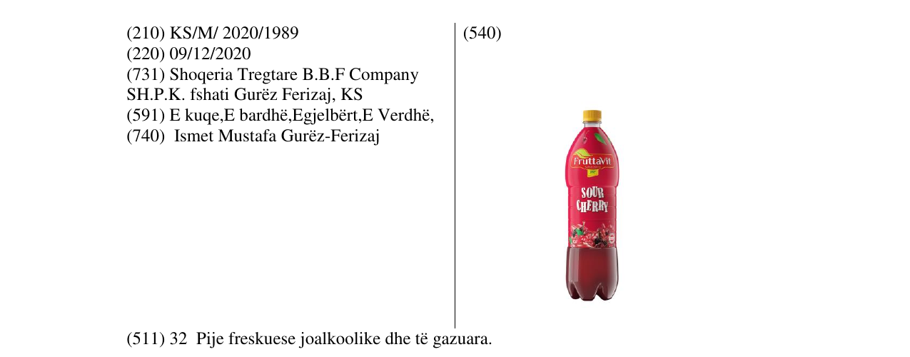 Zëri i markës SOUR CHERRY në buletin