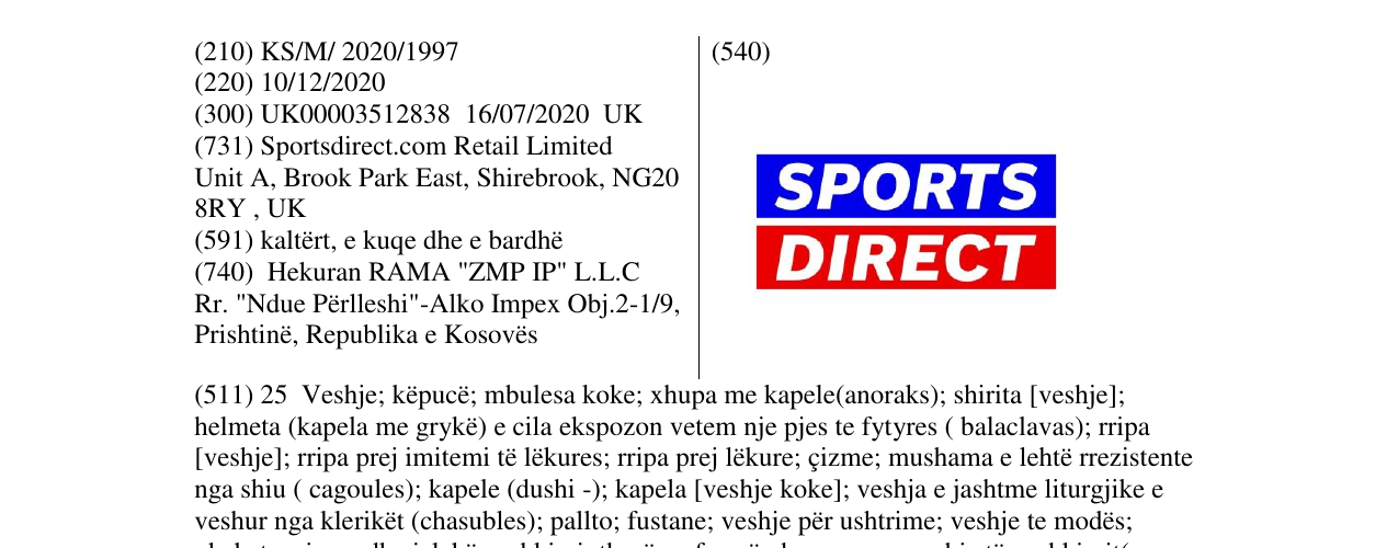 Zëri i markës SPORTS DIRECT në buletin