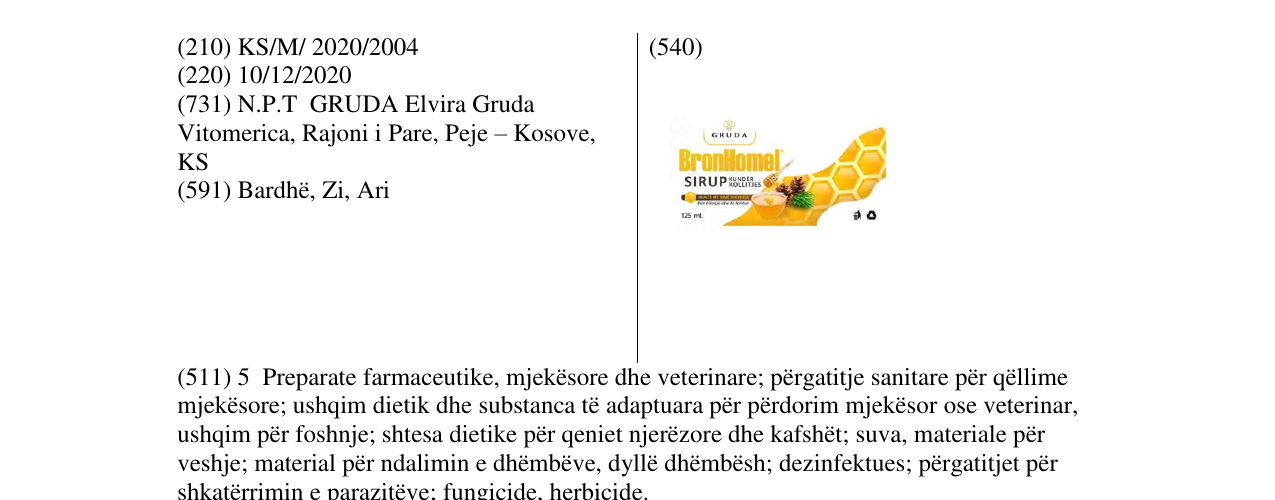 Zëri i markës BRONHOMEL në buletin