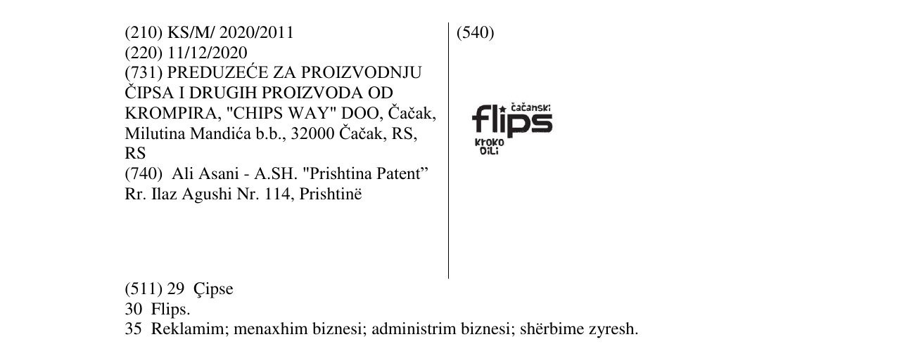 Zëri i markës cacanski flips në buletin