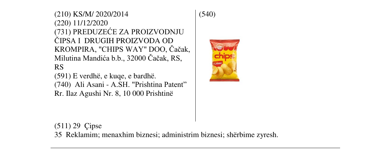 Zëri i markës chips classic në buletin