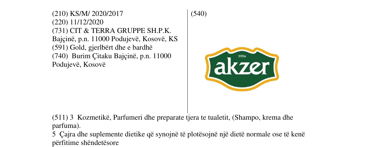 Zëri i markës akzer në buletin