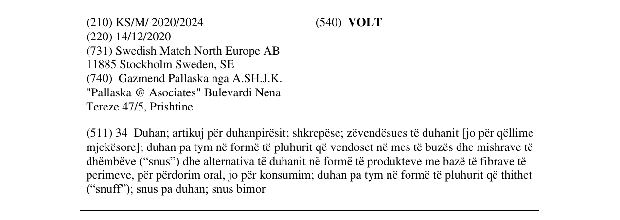Zëri i markës VOLT në buletin