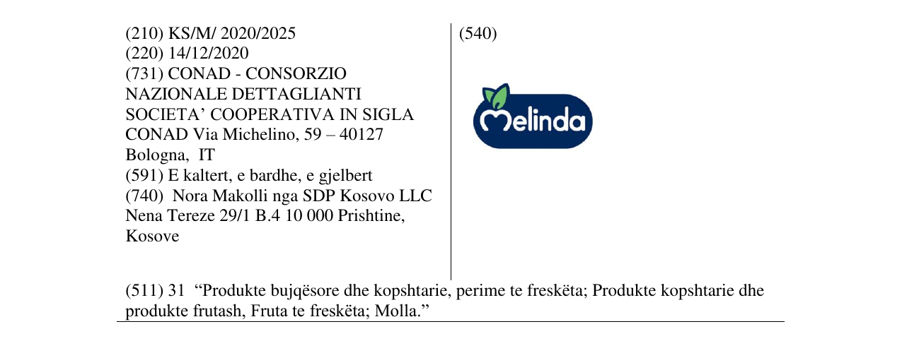 Zëri i markës MELINDA në buletin